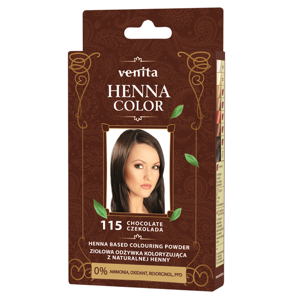 Кондиционер для окрашивания волос 115 шоколад, 25 г Venita Henna color, цвет 115 czekolada — фото 2