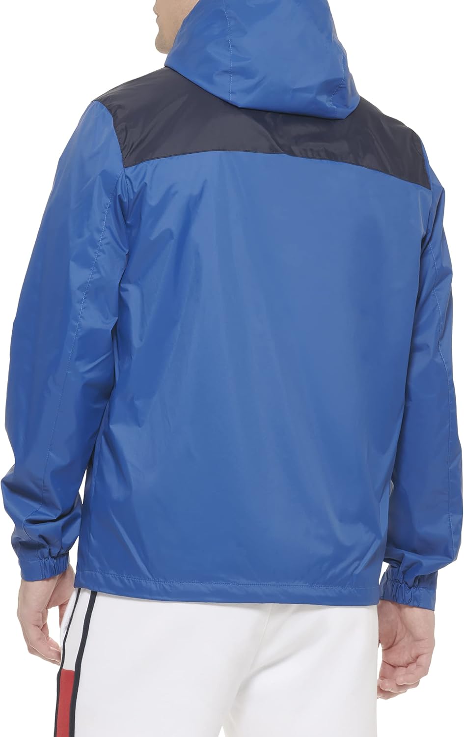 Мужская легкая дышащая водонепроницаемая куртка с капюшоном Tommy Hilfiger, Royal Blue/Navy Colorblock — фото 4