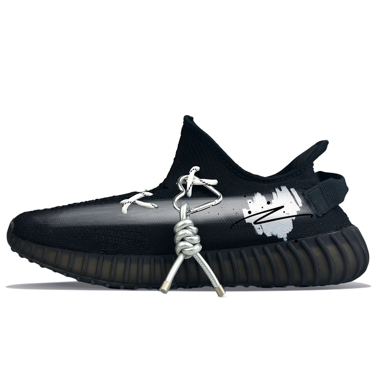 

Adidas Originals Yeezy Boost 350 V2 противоскользящие износостойкие низкие кеды унисекс черно-белые, цвет Black White