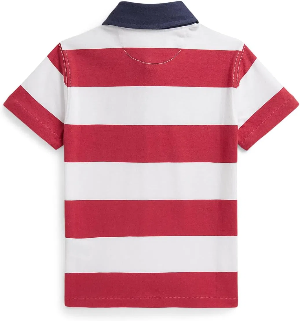 Детское поло Ralph Lauren, полосатая хлопковая футболка с коротким рукавом, Nantucket Red/White — фото 2