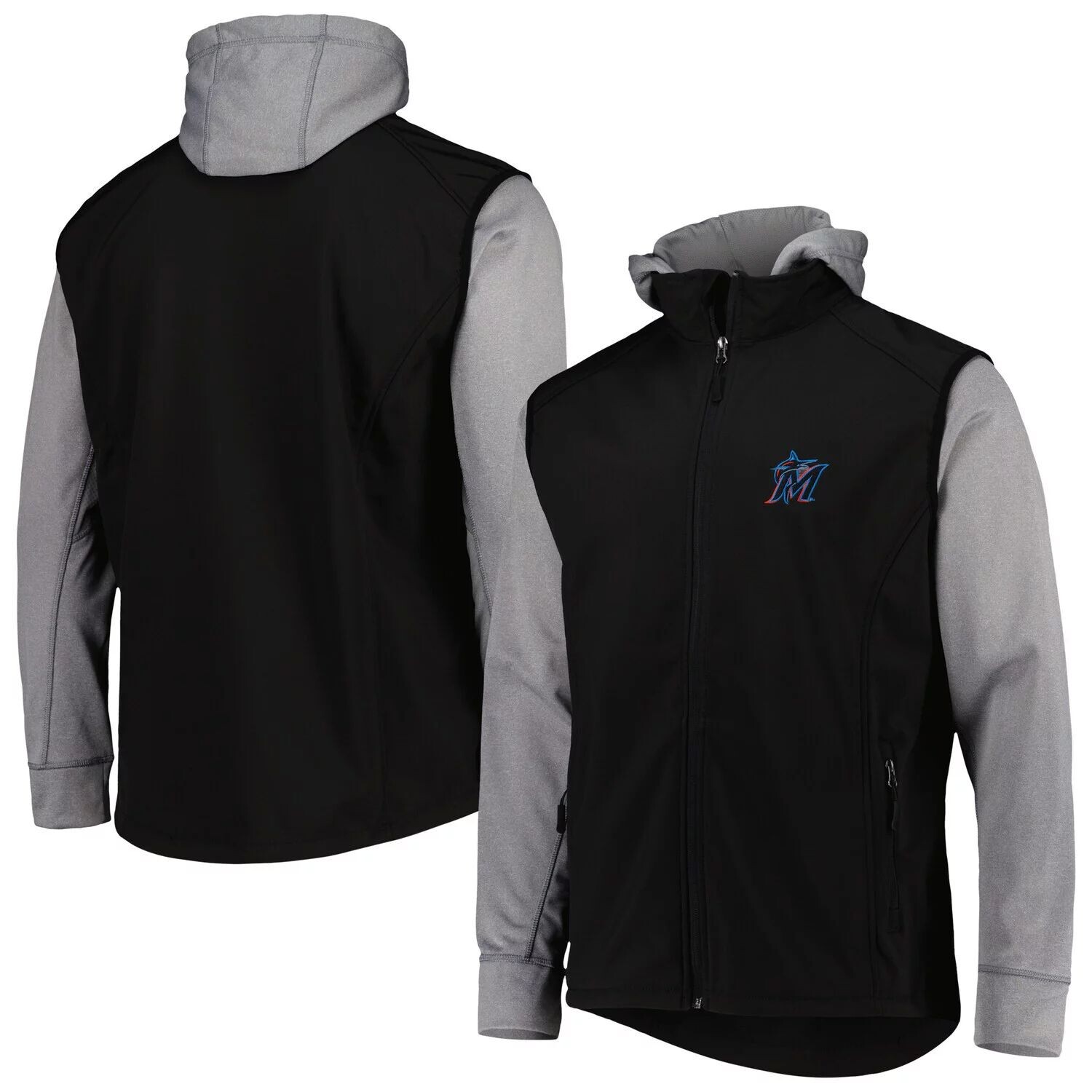

Мужская куртка Dunbrooke Black/Heather Grey Miami Marlins Alpha с молнией во всю длину