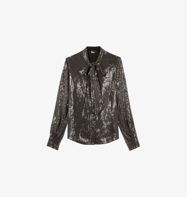 

Рубашка свободного кроя с пайетками Bow-Tie The Kooples, серый