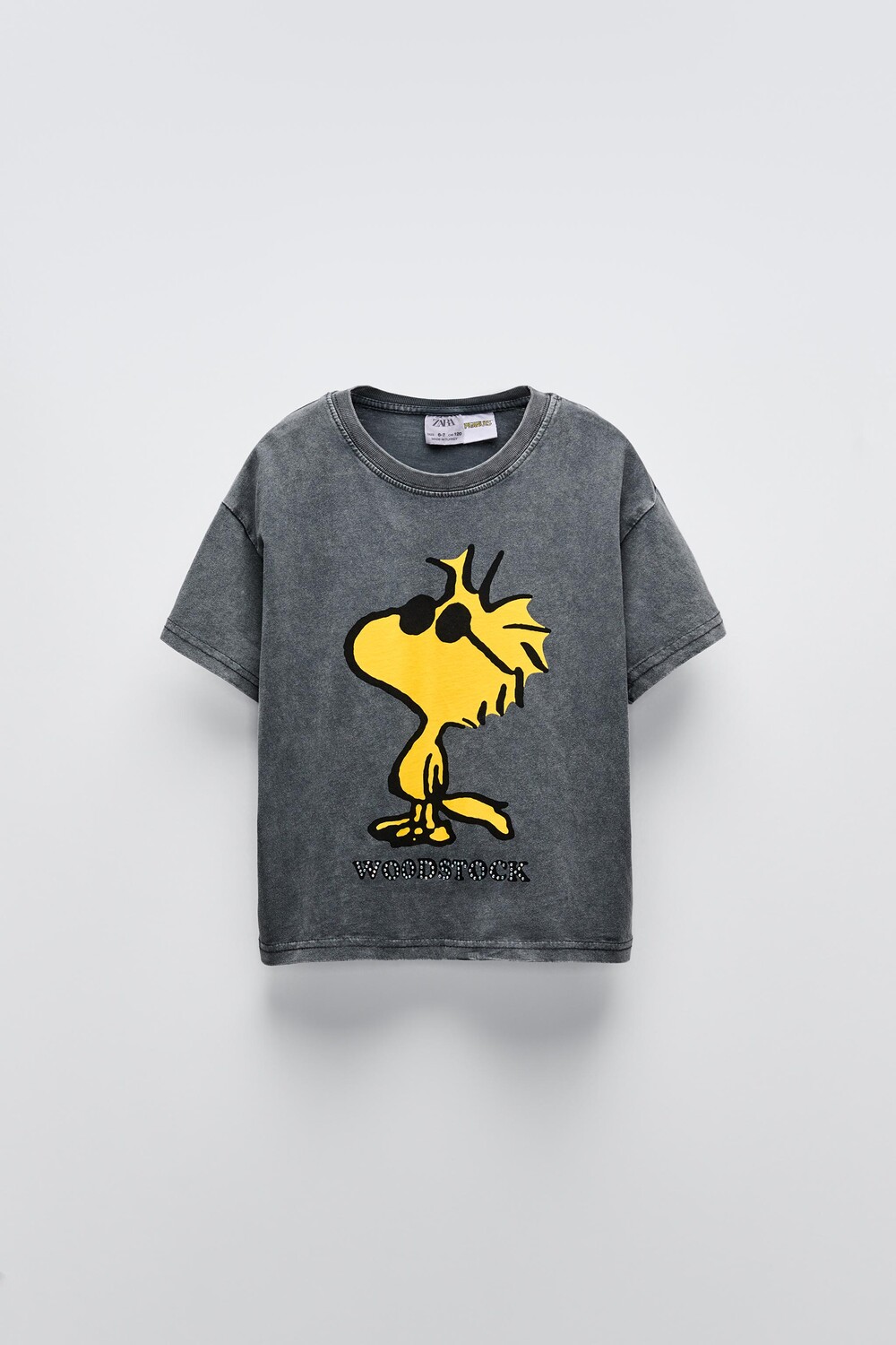 

Футболка woodstock со стразами ZARA, антрацитово-серый