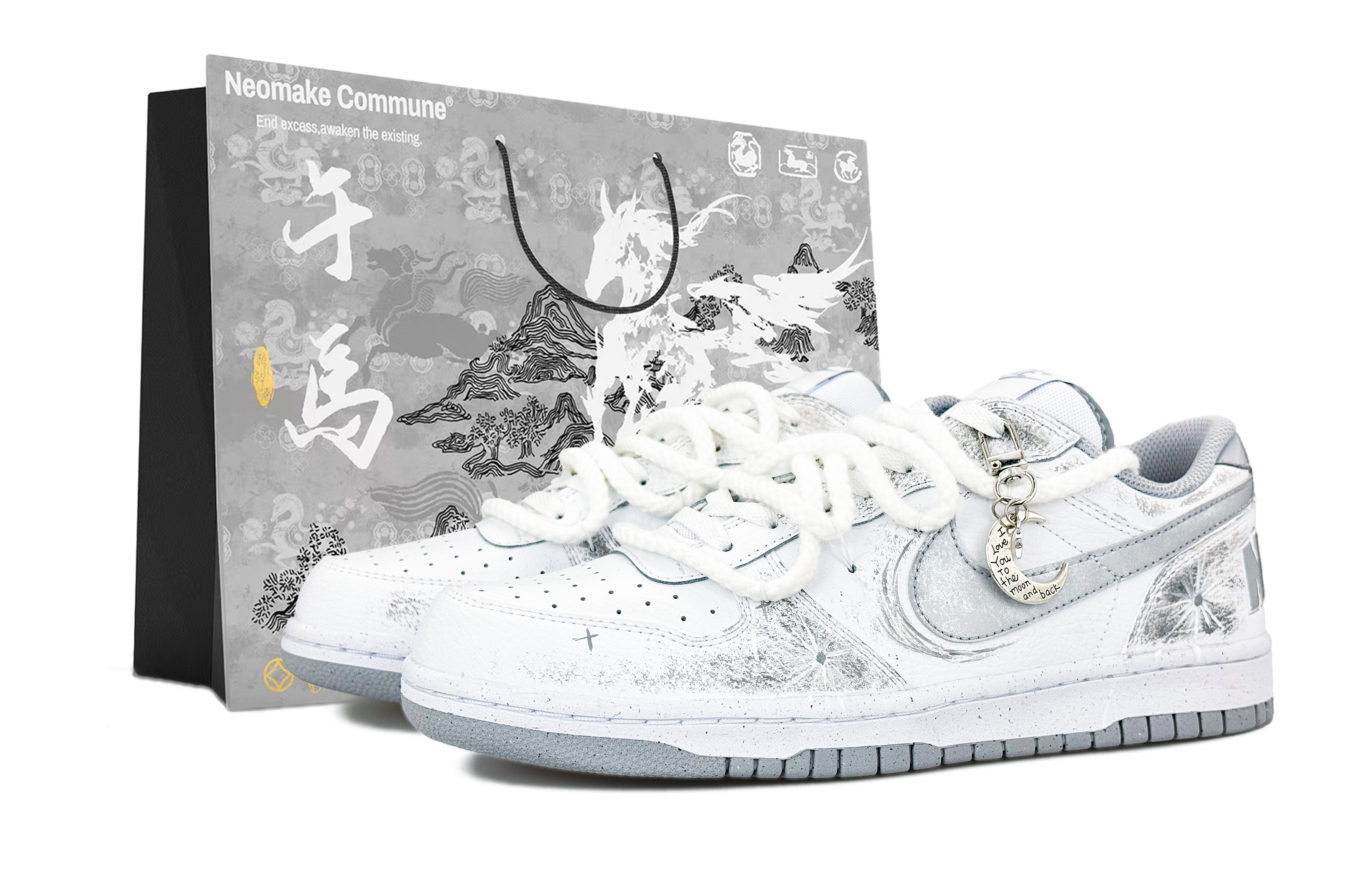 

Большие устойчивые к истиранию низкие кроссовки для скейтбординга Unisex Nike, серый белый (special shopping bag)