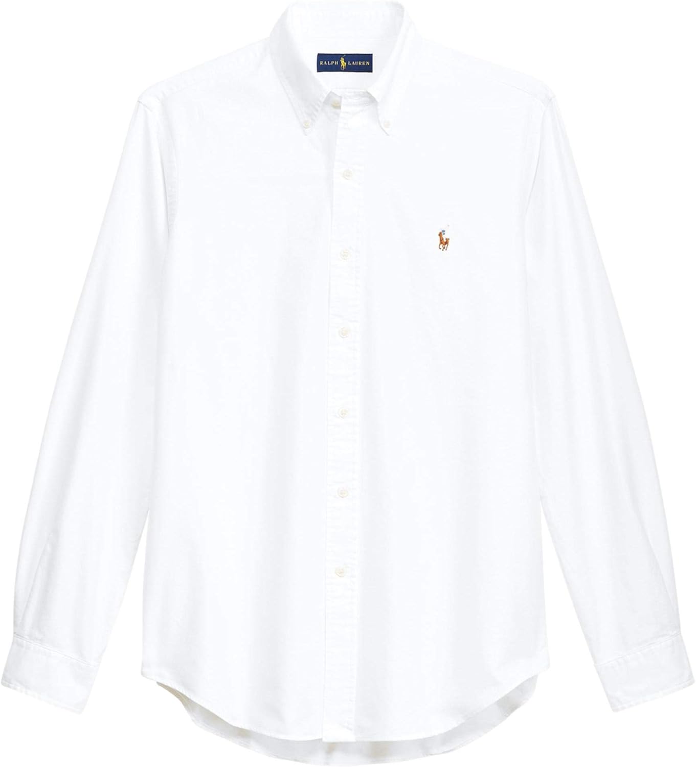 

POLO RALPH LAUREN Мужская классическая клетчатая оксфордская рабочая рубашка с длинным рукавом, Basic Ralph Lauren White