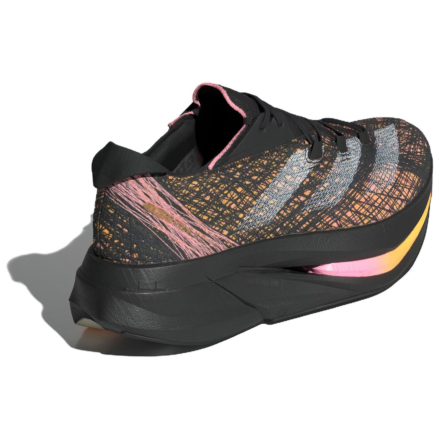 Кроссовки adidas Adizero Prime X 2.0 Strung Black Spark, черный/желтый/розовый — фото 4