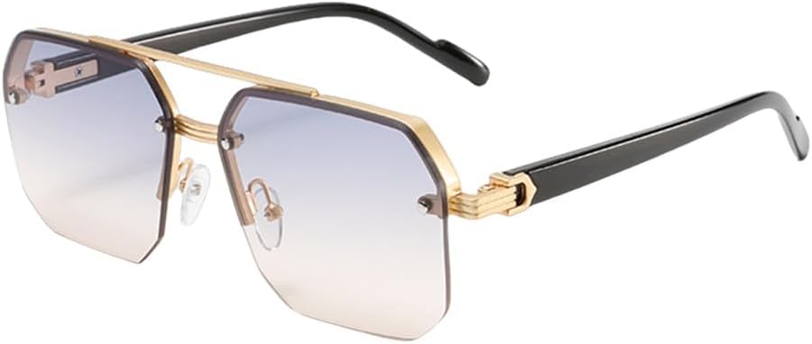 

Крупные солнцезащитные очки без оправы, модные винтажные градиентные очки, повседневные очки, роскошные солнцезащитные очки для активного отдыха LVTFCO, Golden-blue Yellow