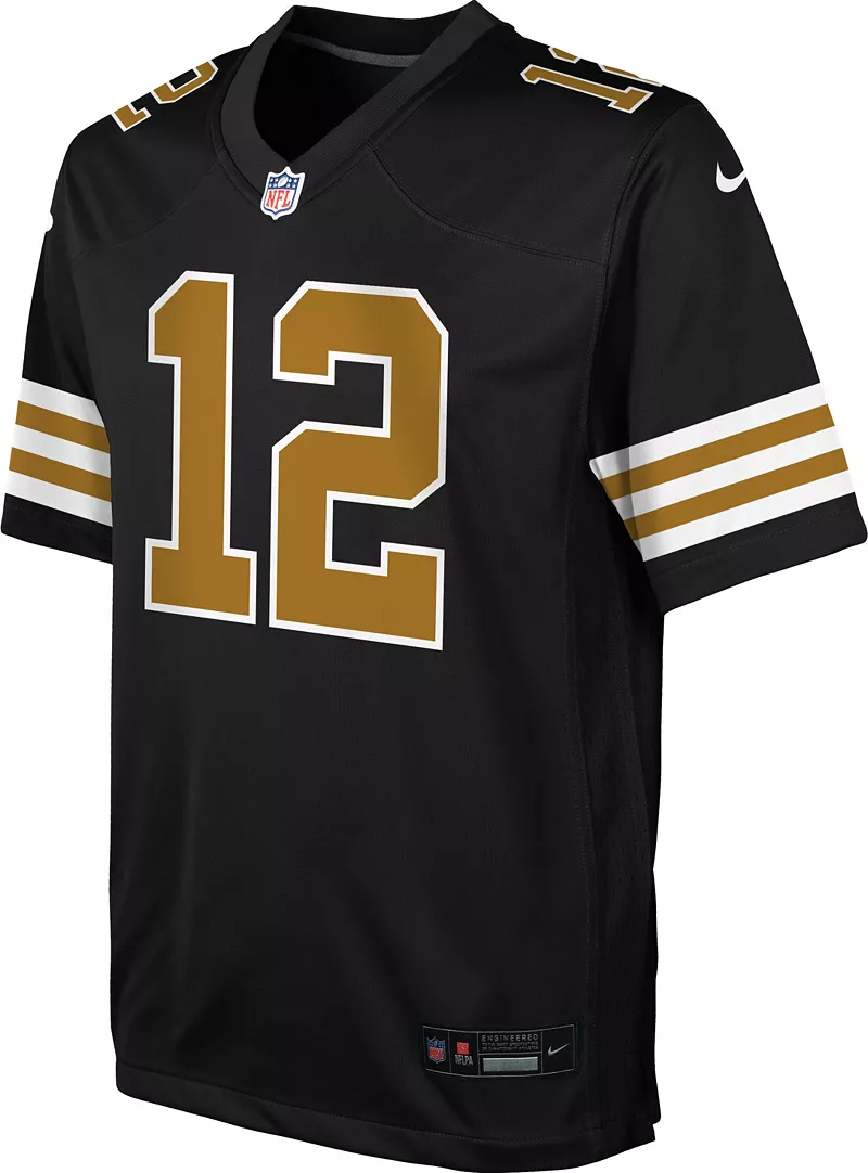 Альтернативная черная игровая майка Nike Youth New Orleans Saints Chris Olave # 12 — фото 3