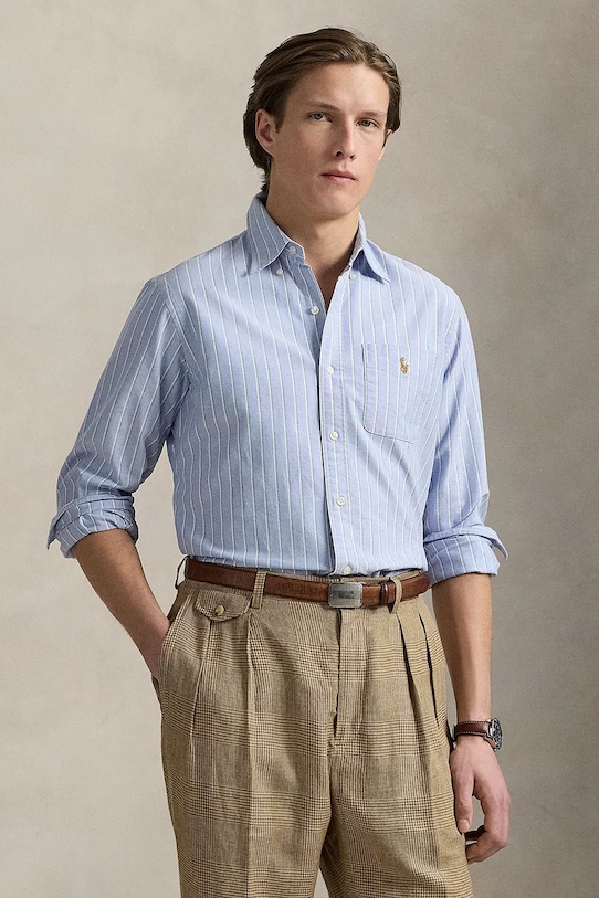 

Хлопковая рубашка Polo Ralph Lauren, синий