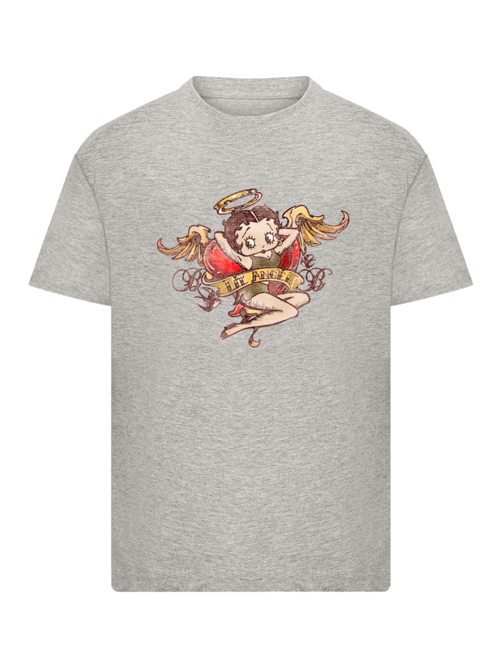 

Футболка Betty Boop Lil Angel Tattoo серого цвета с крапинками F4NT4STIC, Серый, Футболка Betty Boop Lil Angel Tattoo серого цвета с крапинками F4NT4STIC