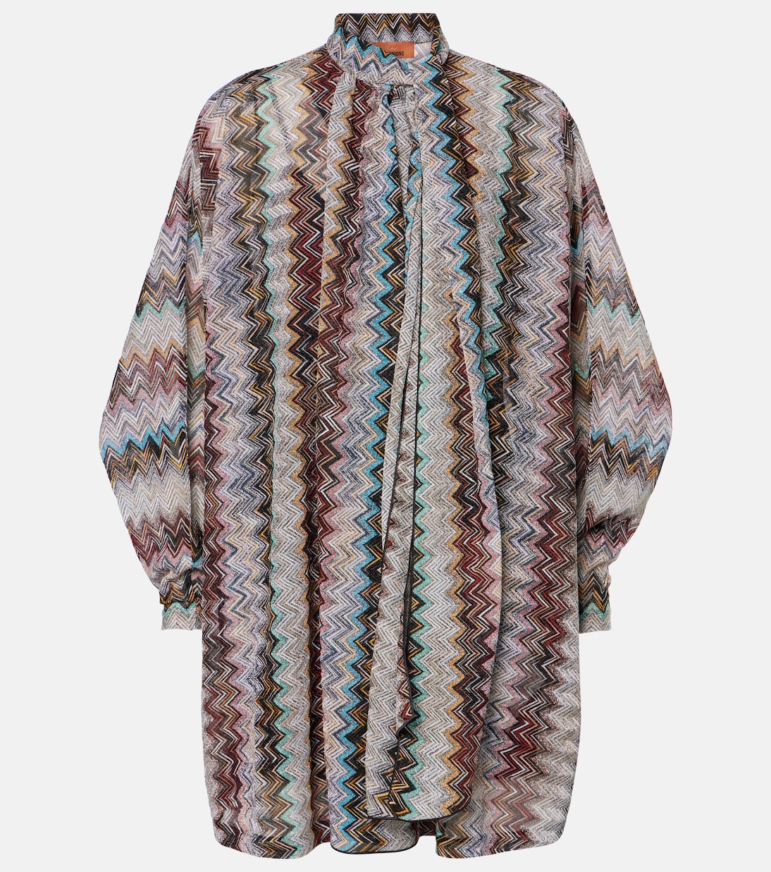 

Мини-платье из ламе с зигзагообразной драпировкой Missoni, Multi Silver Black Pink Blue