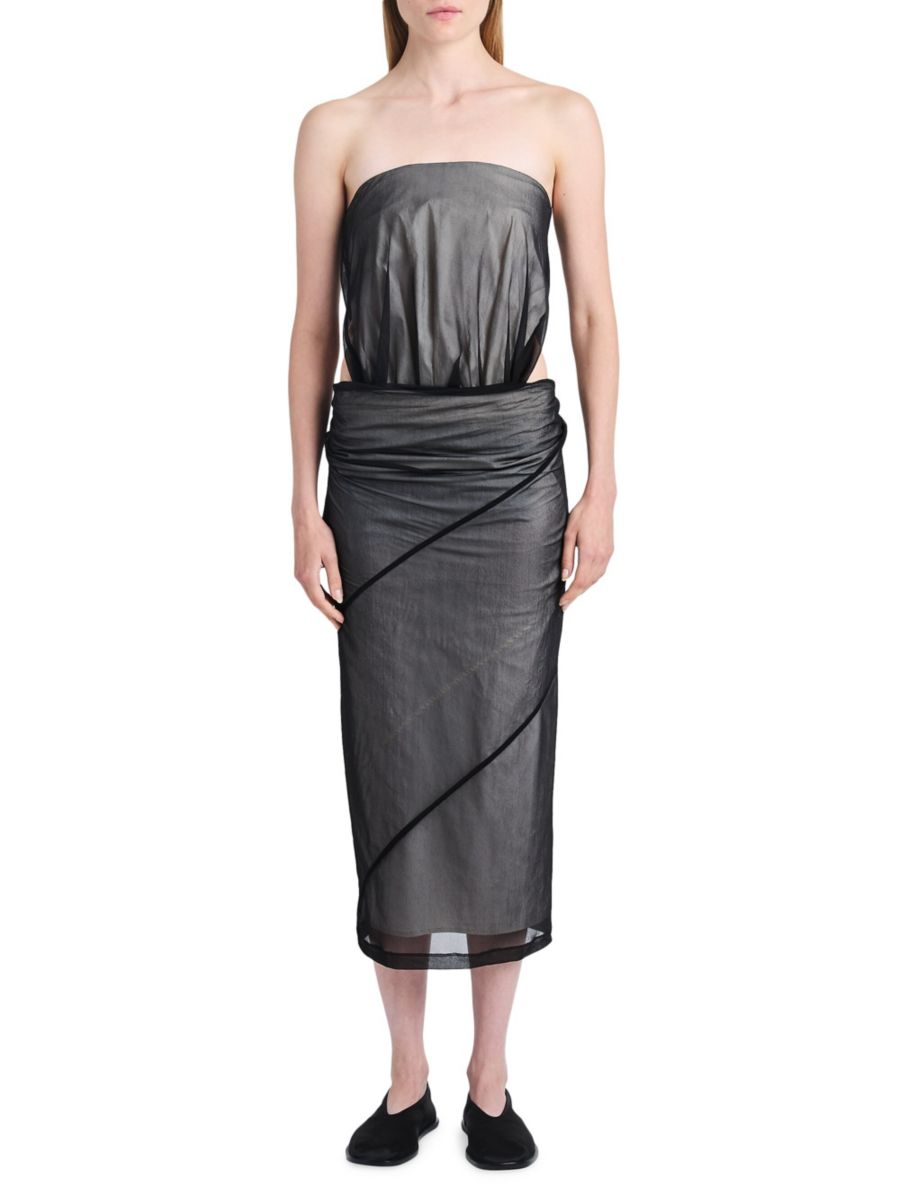 

Платье миди Gwen без бретелек с вырезом Proenza Schouler, черный