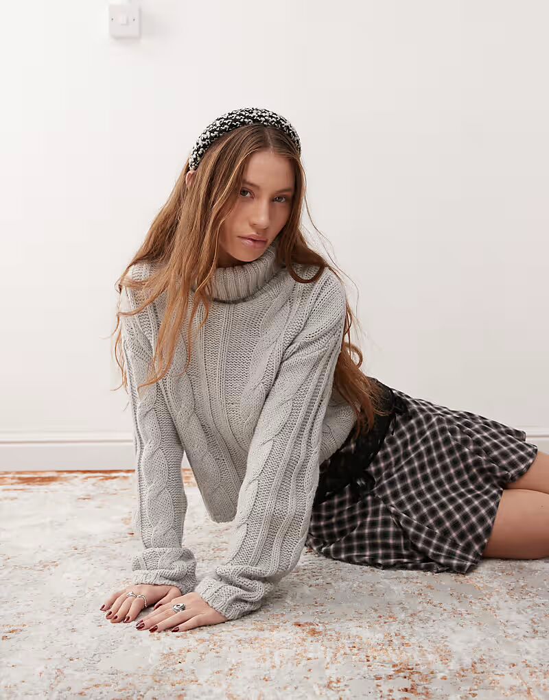 

Винтажный джемпер с кабелем серого цвета Reclaimed Vintage