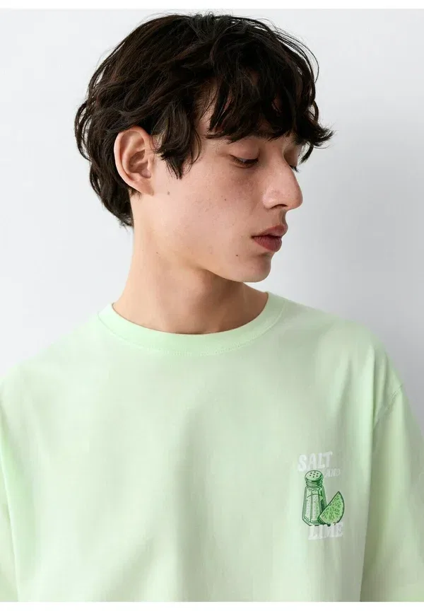 Футболка Mango Kids Teen print, зеленая — фото 4
