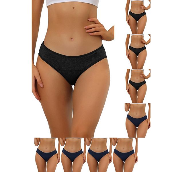 

9 пар женского белья мид-уайстд хипстер Inspire Chic, Black Navy Blue