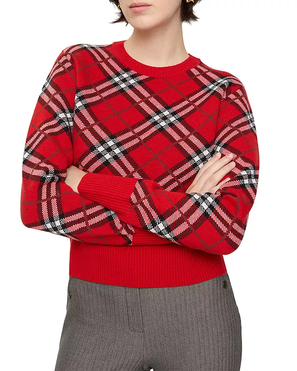 

Эксклюзивный свитер Gaia в клетку из смеси шерсти и кашемира. Burberry, красный