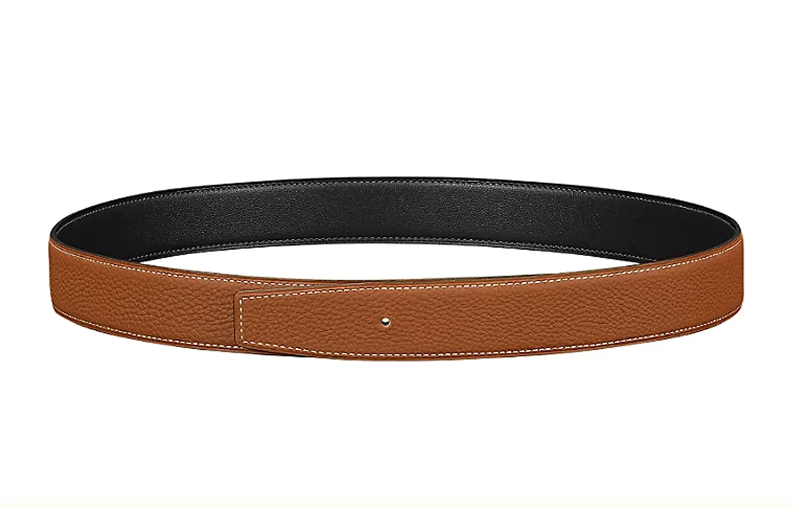 HERMES Мужской ремень из телячьей кожи Того, Black/Brown — фото 4