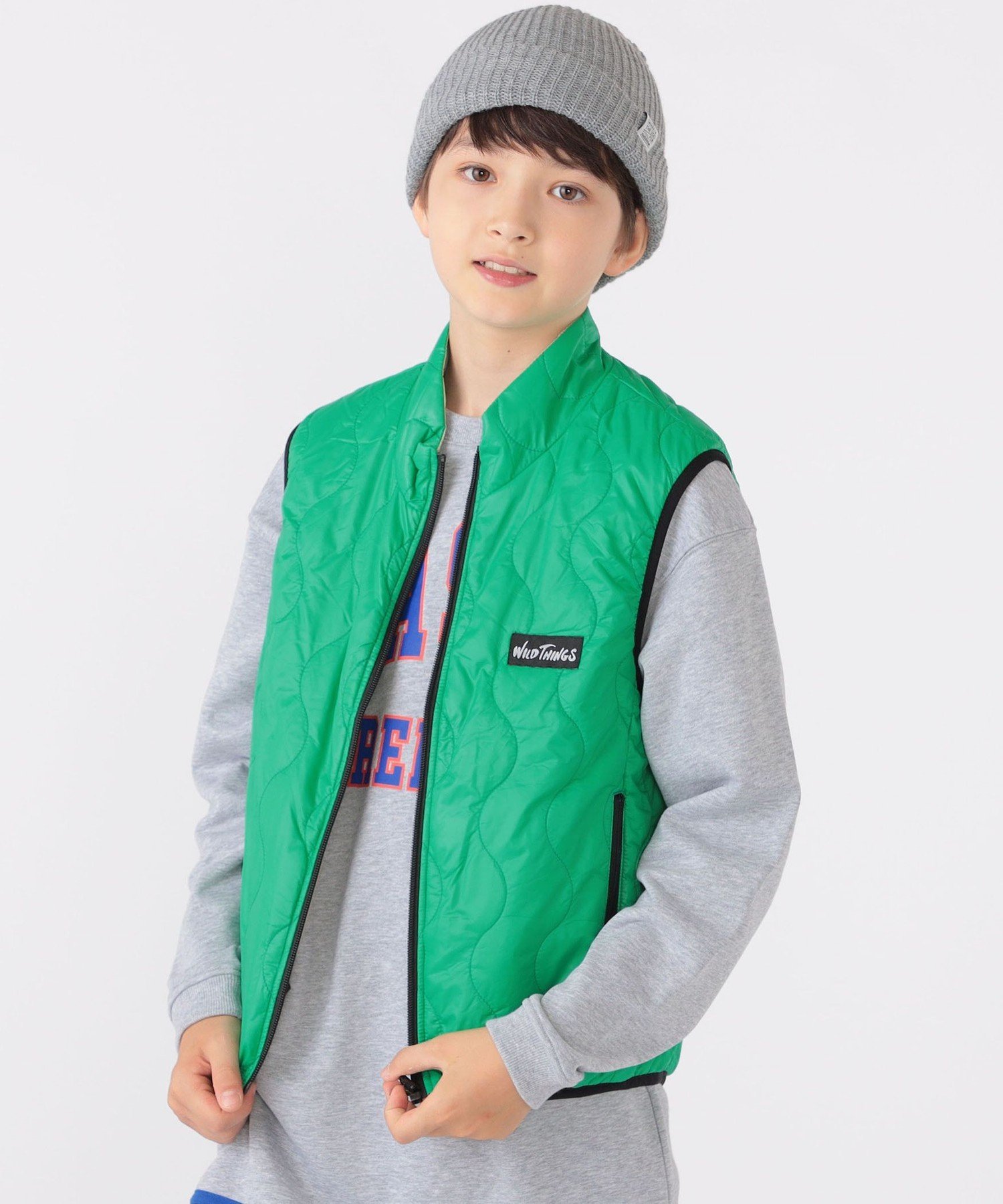 WILD THINGS: 130-170 см / Стеганый двусторонний жилет Ships Kids, green