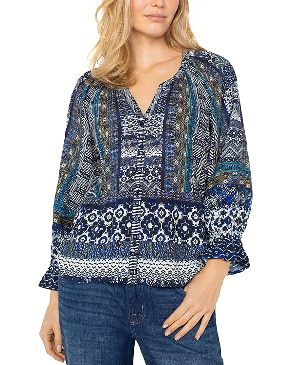 

Топ с принтом и пуговицами спереди Liverpool Los Angeles, синий