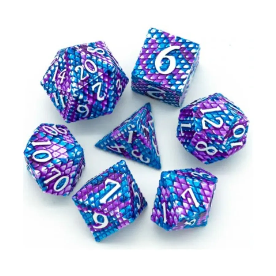 

Полимерный набор из чешуи дракона — лед с серебром (7), Dice Sets - Metal - Dragonstone, Dragon, Dragon Scale, Hidden Dragon