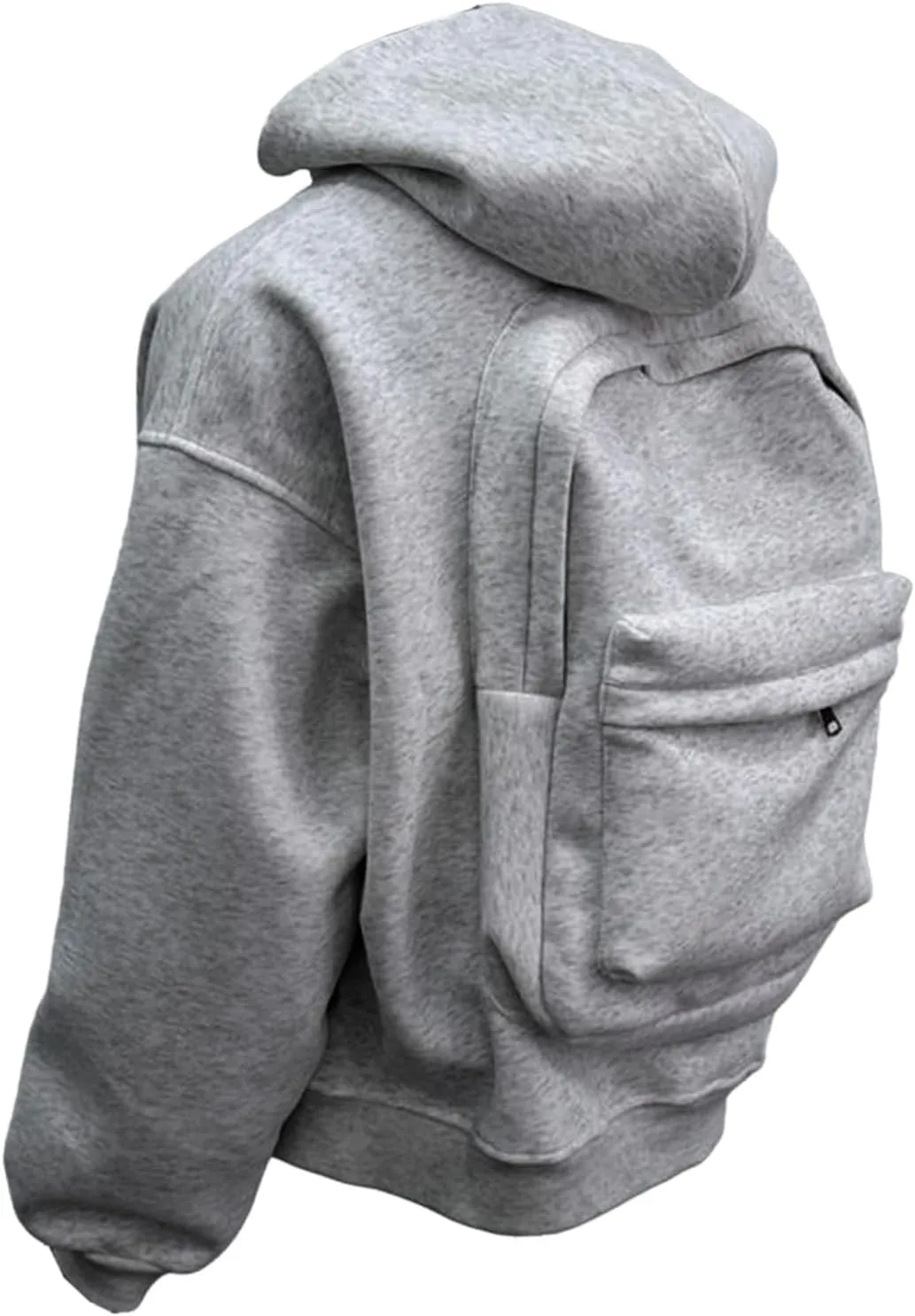 

Толстовка-худи с карманом для рюкзака, мужская, хлопковая, оверсайз, легкая, на молнии XDFVC