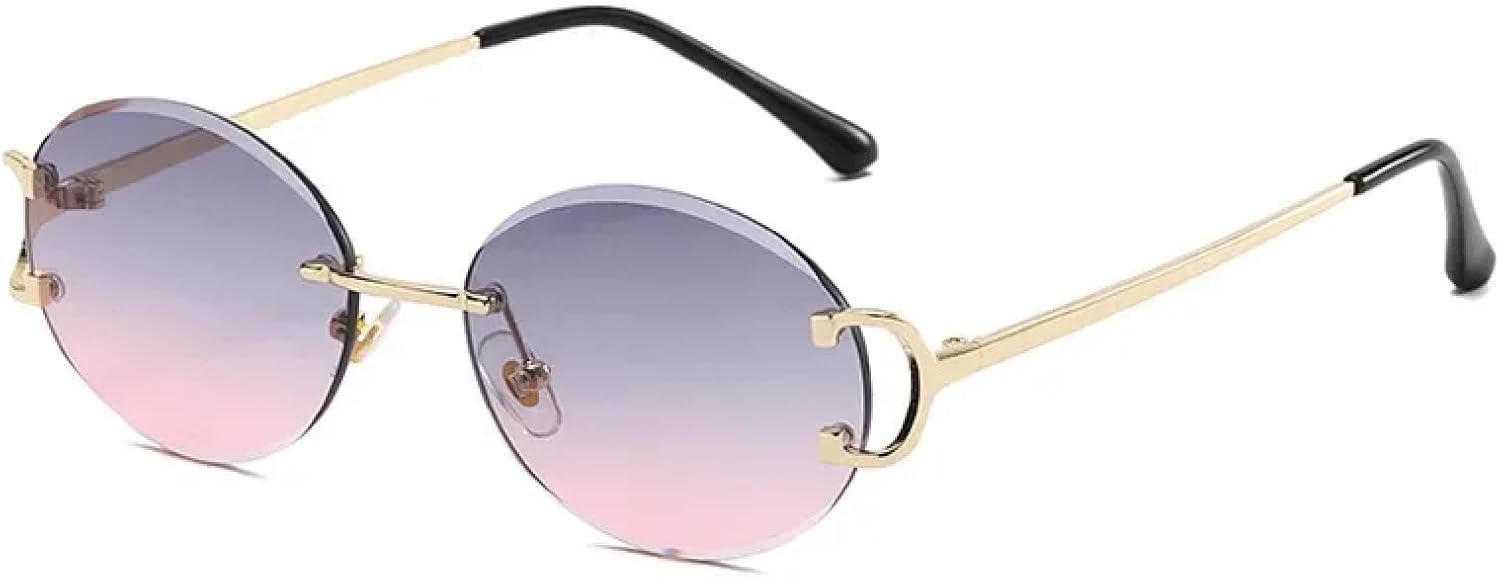 

Солнцезащитные очки с защитой от УФ-излучения UV400 | Овальные без оправы, розовые | Для женщин и мужчин, для занятий спортом на открытом воздухе и вождения DSVIGF, Gold Grey Pink