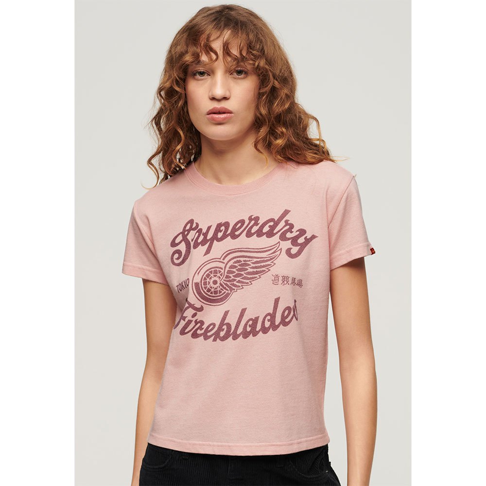 

Футболка с коротким рукавом Superdry Archive Kiss Print Fit, розовый