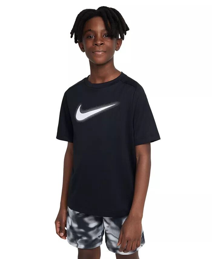 

Тренировочная футболка с логотипом Big Boys Dri-FIT Multi+ Nike, синий