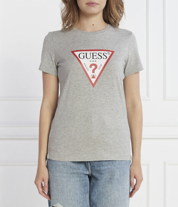

Футболка женская Guess Jeans с логотипом бренда, серый