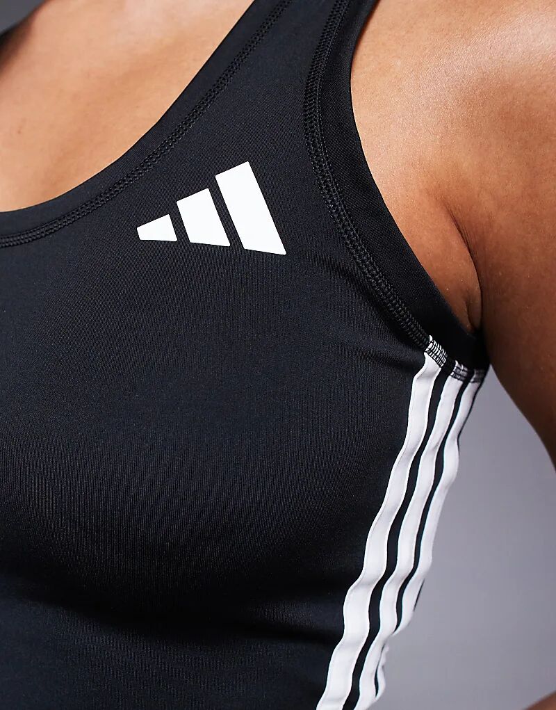 Укороченная майка adidas Training с тремя полосками черного цвета Adidas Performance — фото 2