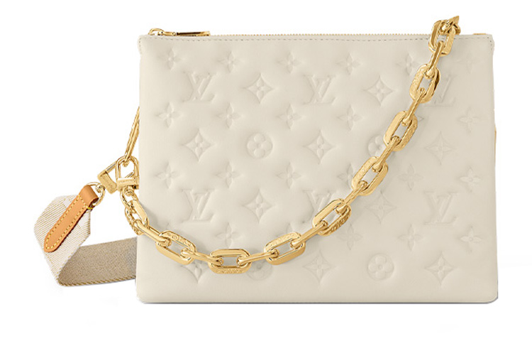 

LOUIS VUITTON Сумка через плечо Coussin из овчины и телячьей кожи, женская, белая, Trumpets