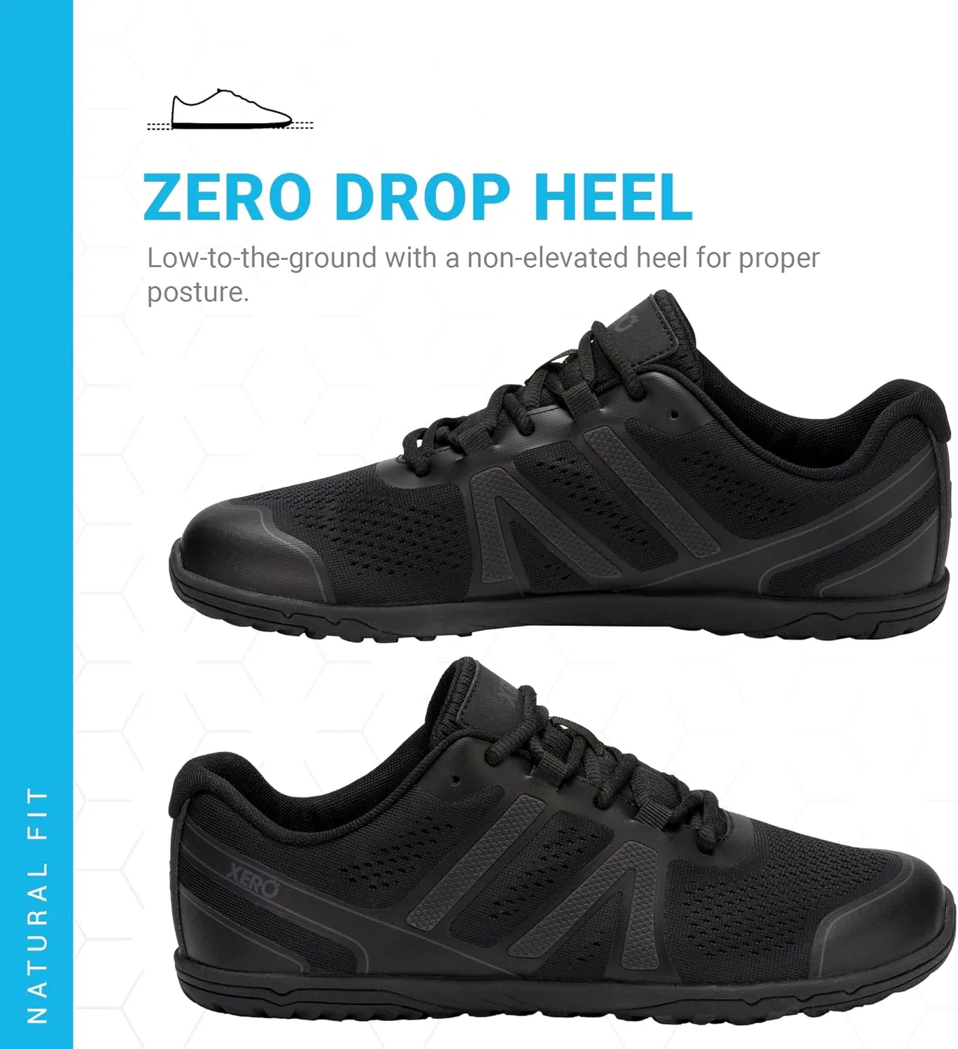 Мужские беговые кроссовки Xero Shoes HFS II - обувь без каблука, легкие кроссовки, создающие ощущение ходьбы босиком, 2-Black Asphalt — фото 3