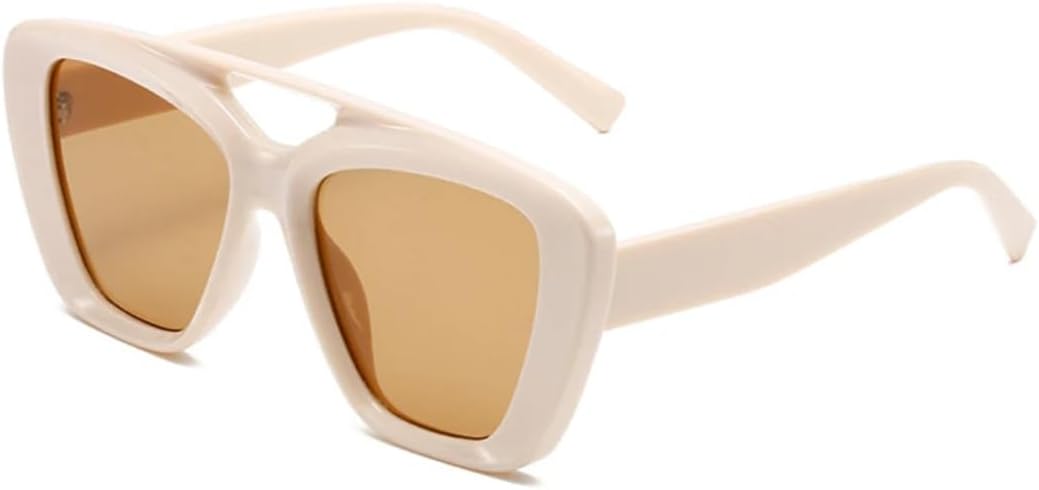 

Ретро-солнцезащитные очки «кошачий глаз» с двойной перемычкой, модные градиентные оттенки для женщин и мужчин с защитой от УФ-излучения UV400, матовые, конфетные цвета UUPTTPL, Beige Light Tea