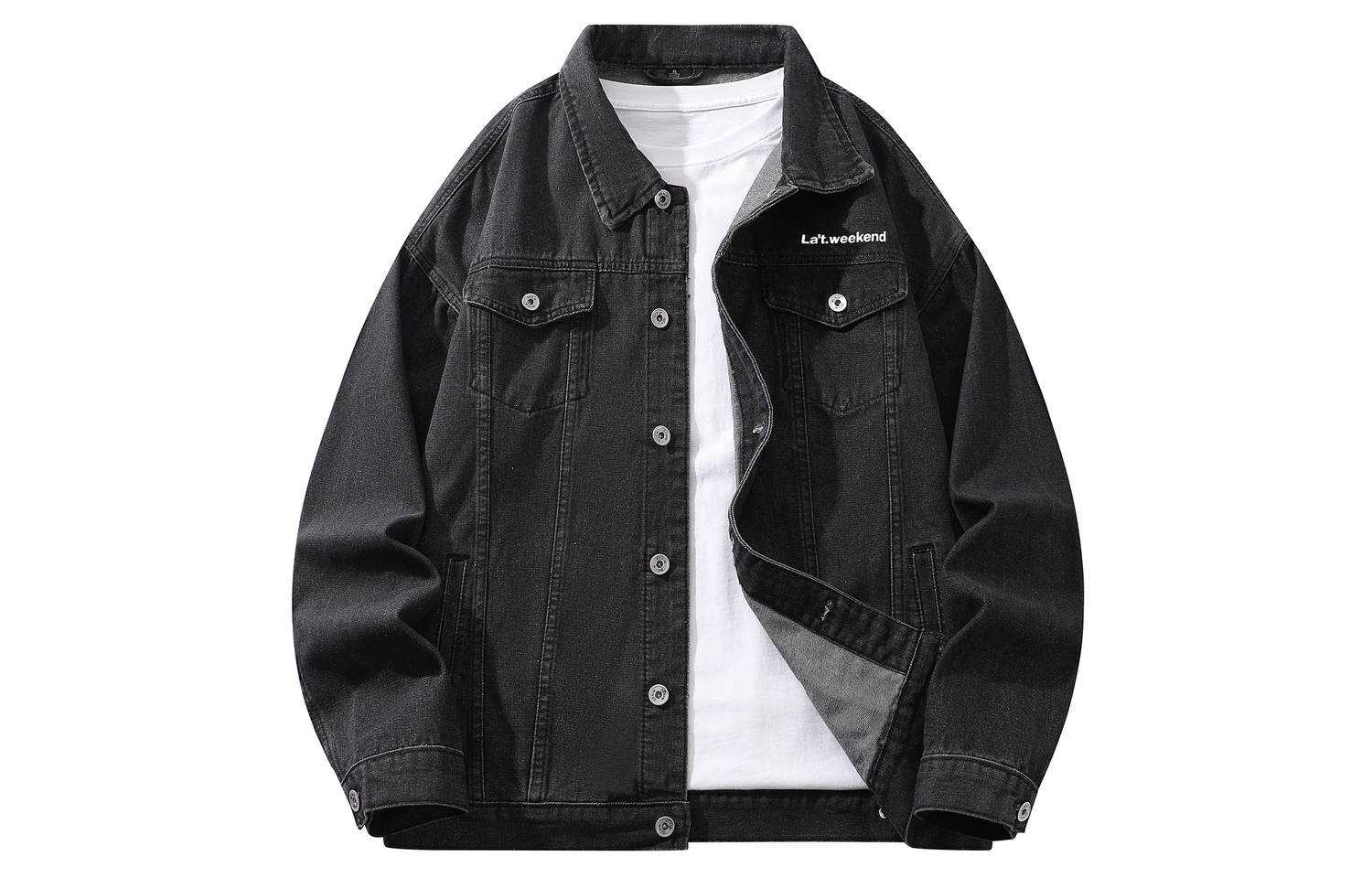 

LA'T.WEEKEND Джинсовая куртка осенняя унисекс, Black Lapel