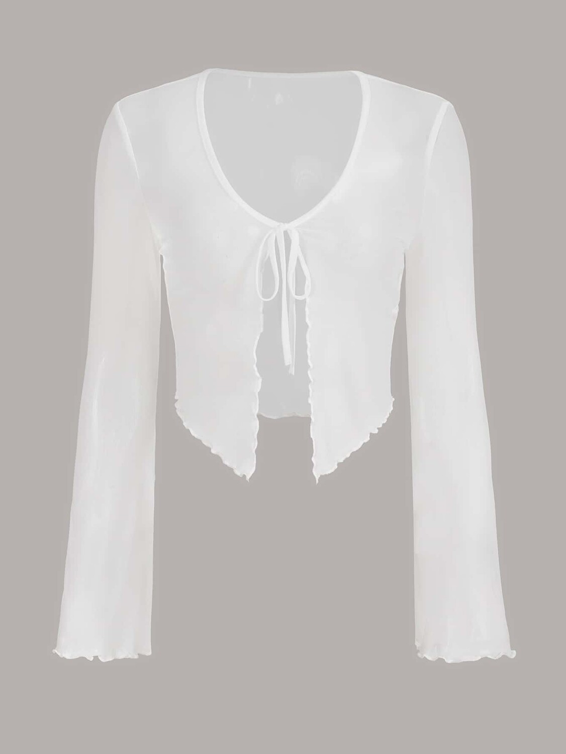 

SHEIN ICON Y2K, однотонный верх, передний бант, волнистые края, сетка, белый цвет