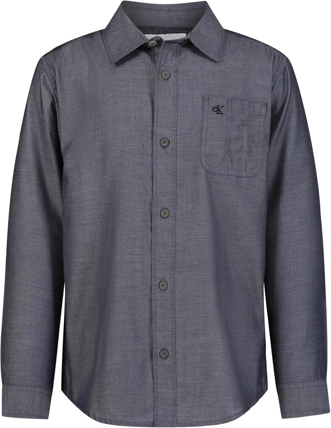 

Рубашка Calvin Klein Boys с длинным рукавом и застежкой на пуговицы, Dark Sapphire Herringbone