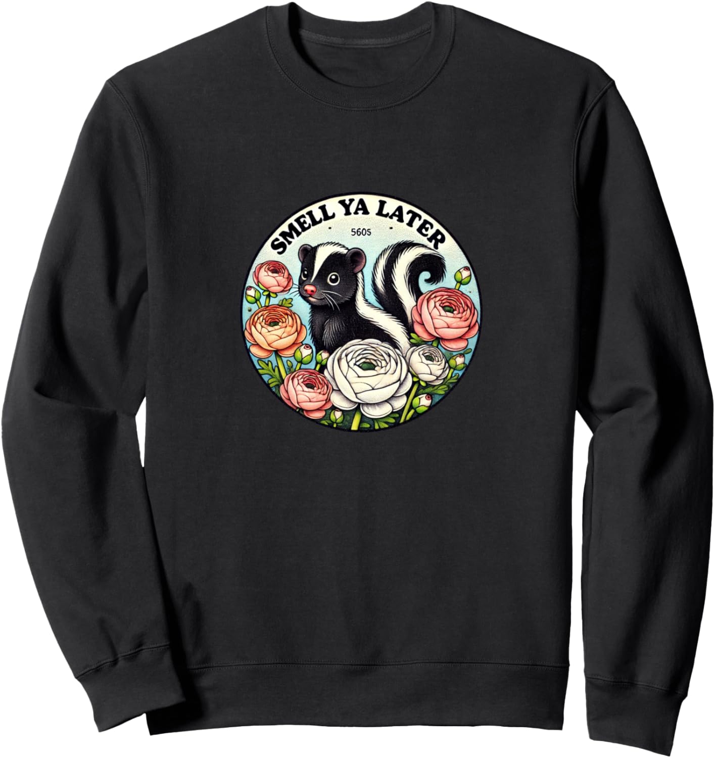 

Толстовка с цветочным рисунком «Smell Ya Later Skunk Art Skunk Lover Illustration» Skunks Arts Snugg, черный