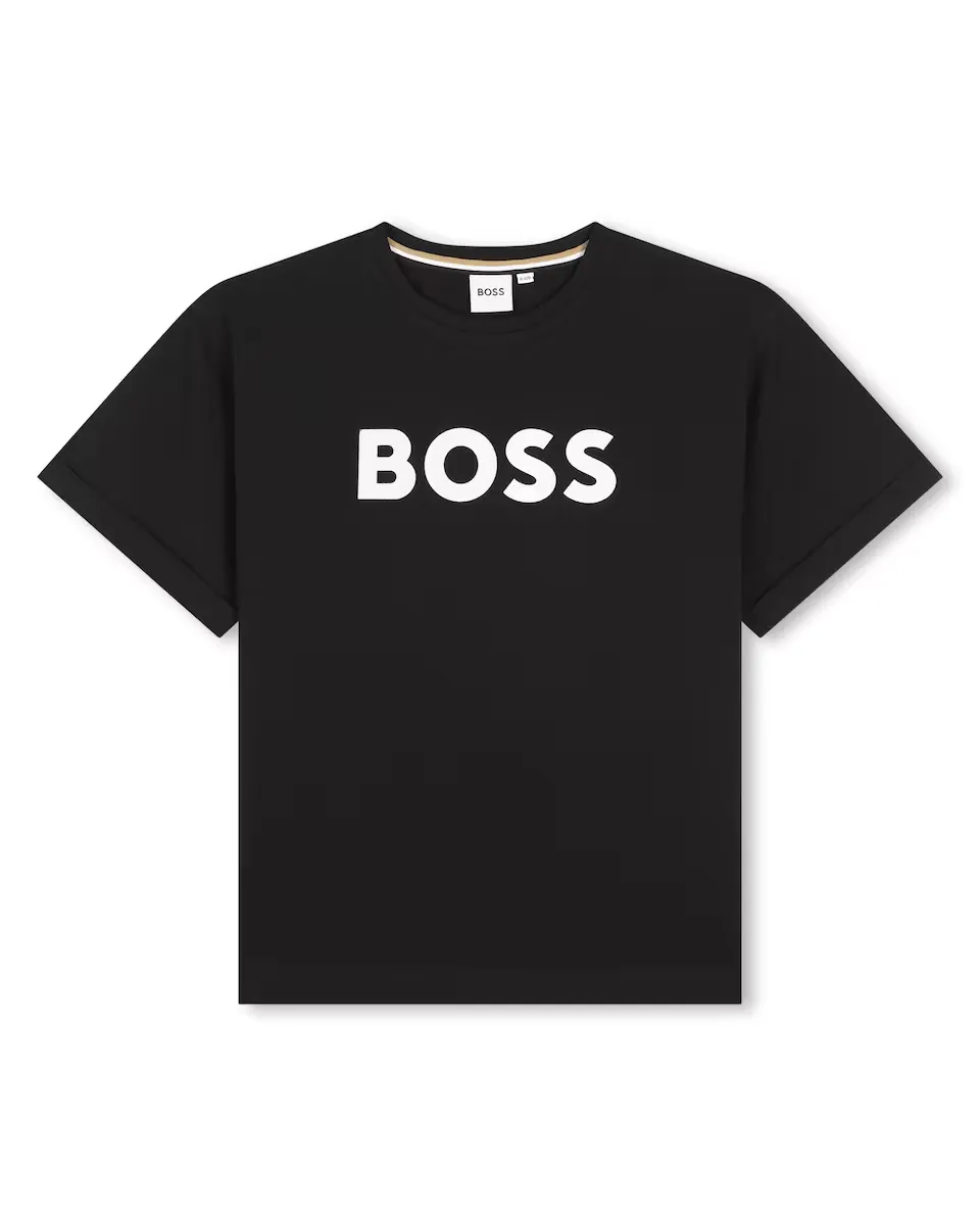 

Футболка для девочки с короткими рукавами и логотипом спереди BOSS Kidswear, черный