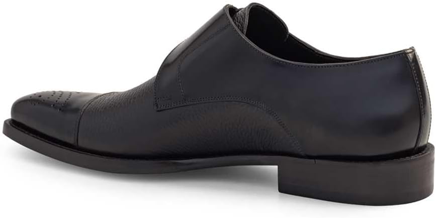 Мужские туфли Mezlan Phoenix Monk Strap с двойной текстурой телячьей и оленьей кожи, с перфорированным носком и кожаной подошвой - ручная работа, изготовлено в Испании, коричневый — фото 4