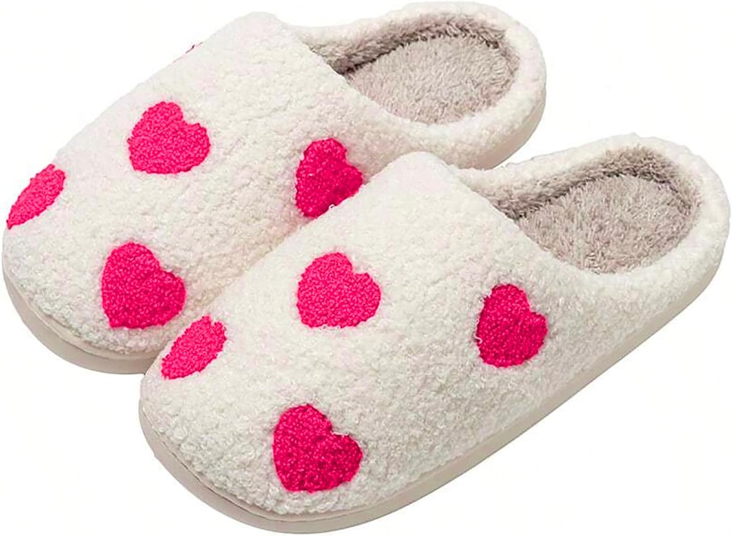

Женские и мужские милые пушистые тапочки с сердечком с эффектом памяти, мягкие тапочки, уютная обувь для дома и улицы Qqgb, розовый