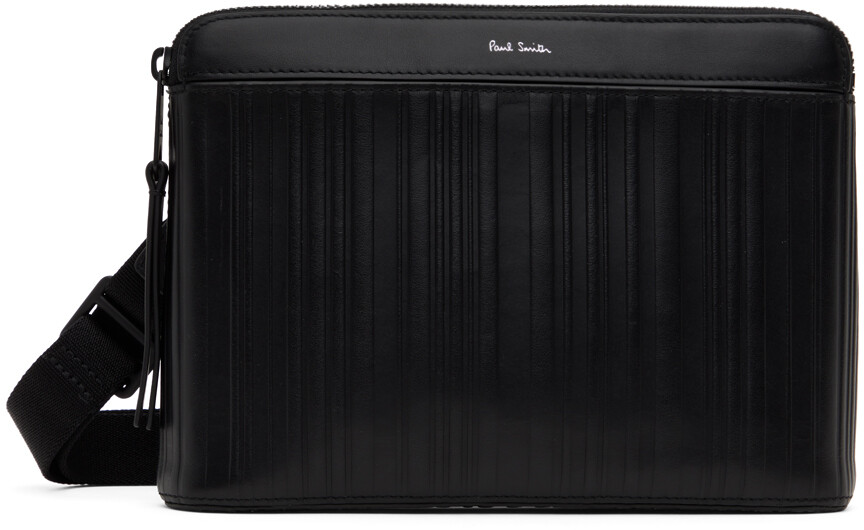 

Черный кожаный клатч Musette с полосками Shadow Stripe Paul Smith