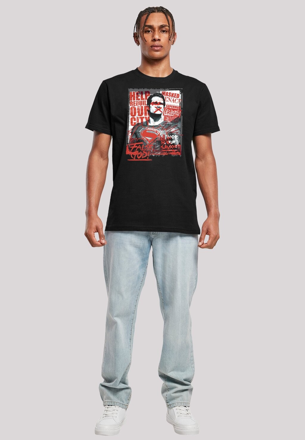 

Футболка с принтом BATMAN V SUPERMAN FALSE GOD WITH ROUND NECK F4NT4STIC, черный