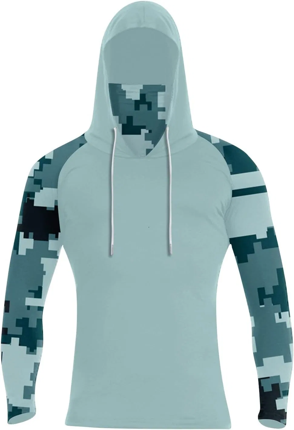 Мужская худи для рыбалки UPF 50+ Camo, цвет T004- Mint Green — фото 4