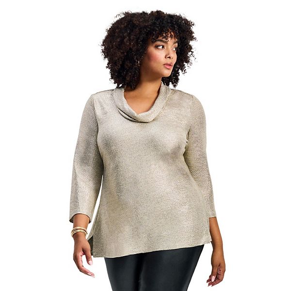 

Женский топ Felicia Metallic Knit plus size Avenue, Pale Gold