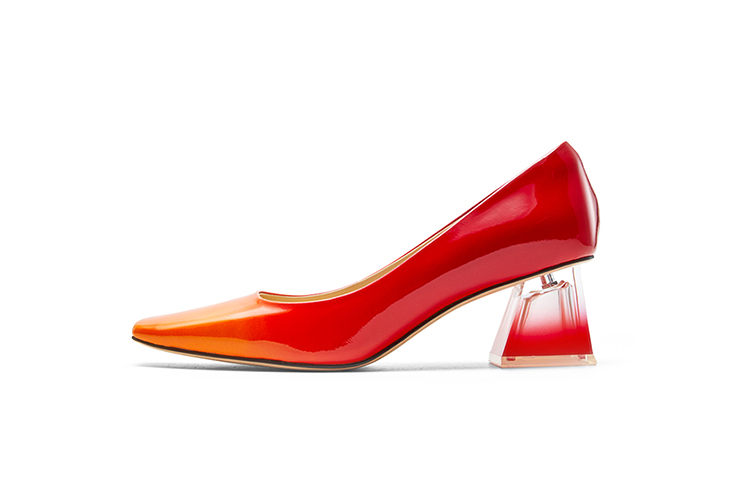 NINE WEST Красно-оранжевые женские туфли на массивном каблуке, цвет Reddish-Orange