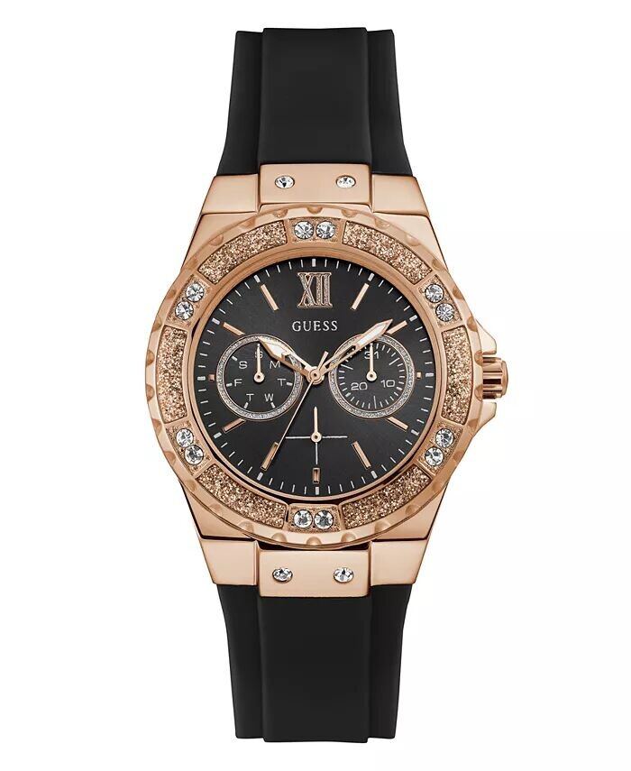 

Женские многофункциональные черные силиконовые часы 39 мм GUESS, черный