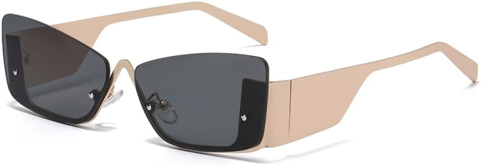 

Солнцезащитные очки без оправы, прямоугольной формы, для женщин и мужчин, маленькие солнцезащитные очки для женщин и мужчин в стиле панк, защита от ультрафиолета UV400 XLUMIO, Gold Black