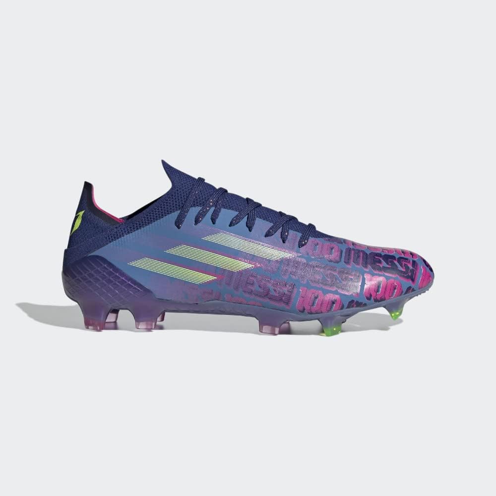 Футбольные бутсы Adidas X Speedflow.1 для мягкого грунта - унисекс, синий/розовый/желтый — фото 2