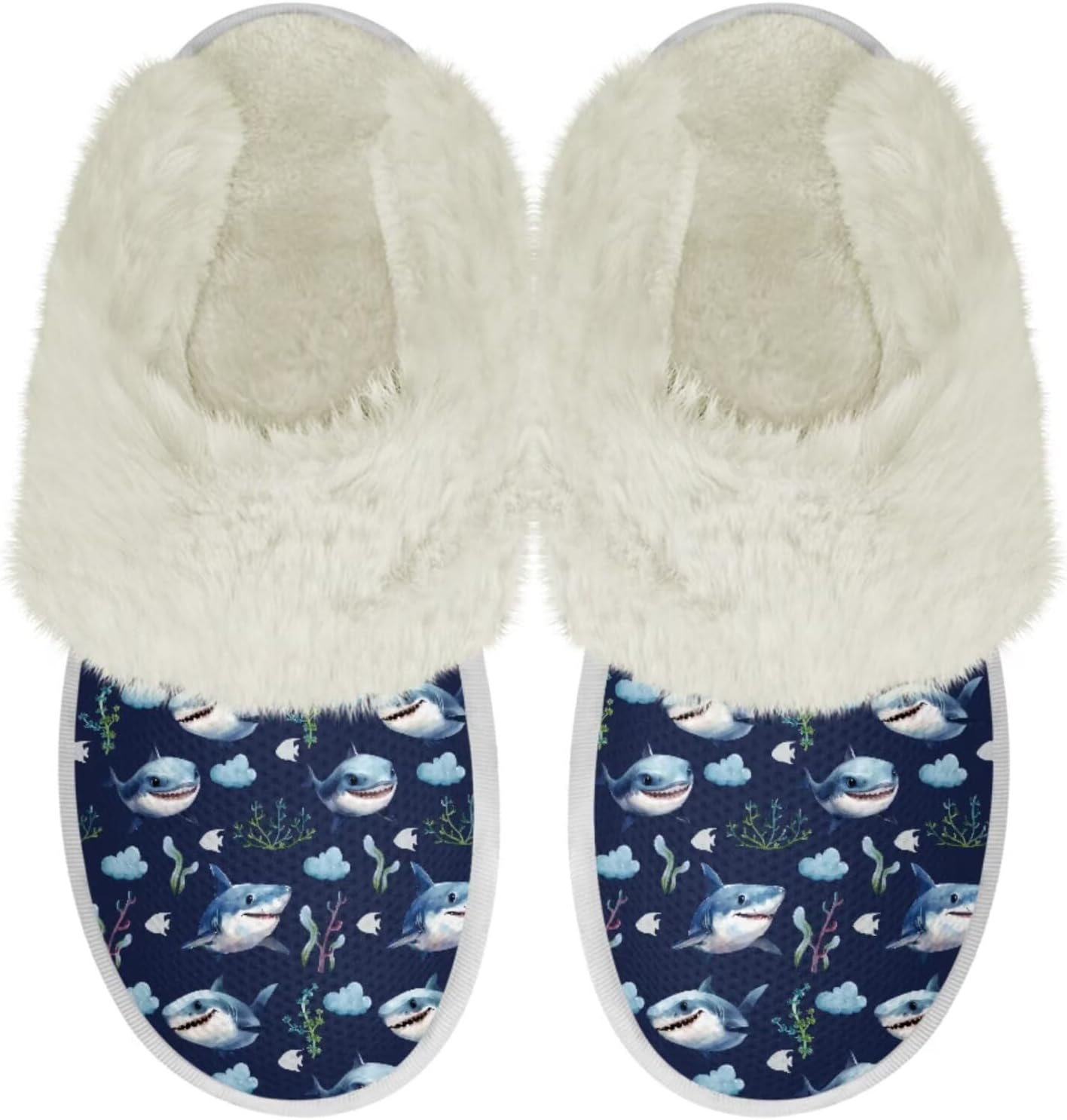 

Женские пушистые тапочки Binienty, домашние тапочки для мужчин и женщин, повседневная зимняя обувь для дома, 3d Shark
