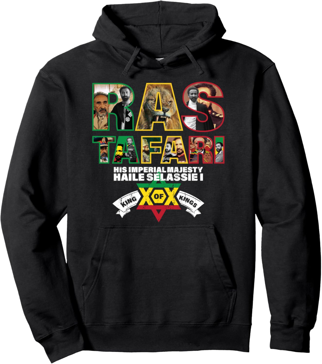 

Рас Тафари Его Величество Король Хайле Селассие I Худи One Love Rasta Merch, черный